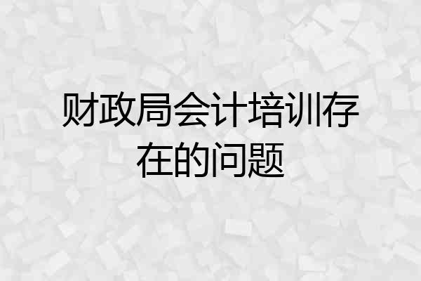 财政局会计培训存在的问题