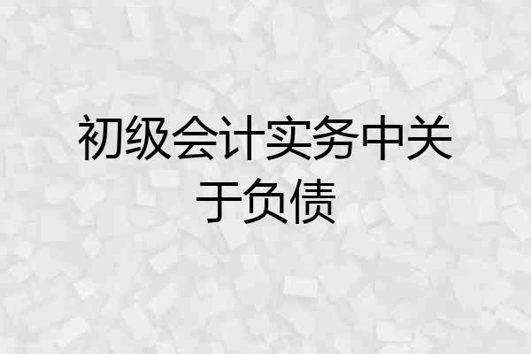 初级会计实务中关于负债