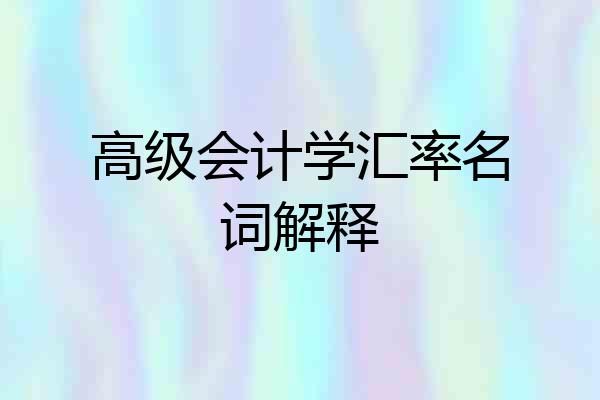 高级会计学汇率名词解释