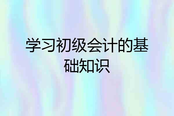 学习初级会计的基础知识