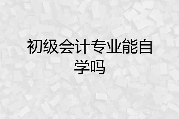 初级会计专业能自学吗