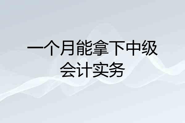 一个月能拿下中级会计实务