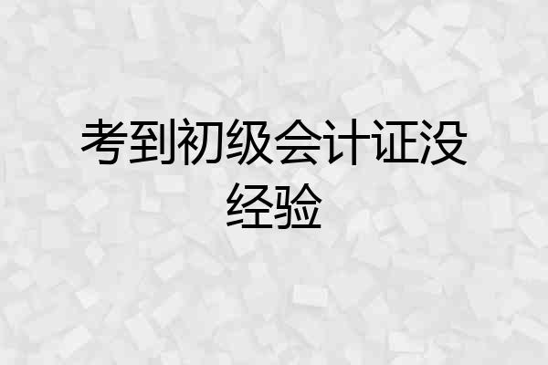 考到初级会计证没经验