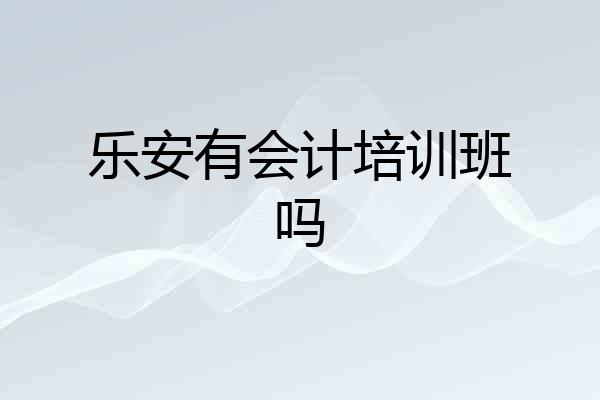 乐安有会计培训班吗