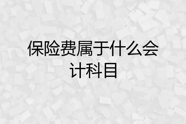 保险费属于什么会计科目
