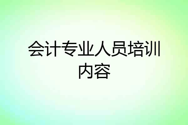 会计专业人员培训内容