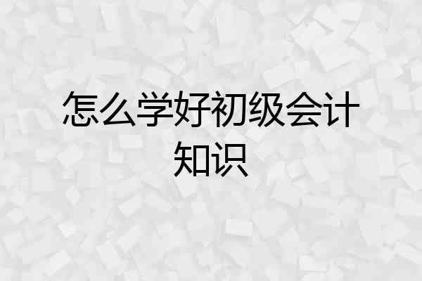 怎么学好初级会计知识