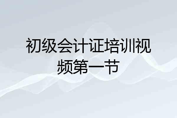 初级会计证培训视频第一节