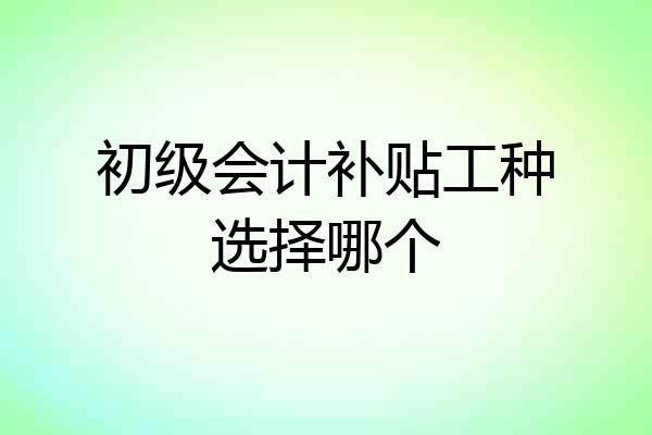 初级会计补贴工种选择哪个