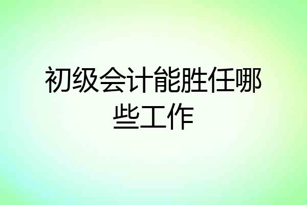 初级会计能胜任哪些工作