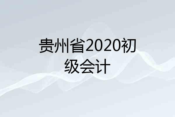 贵州省2020初级会计