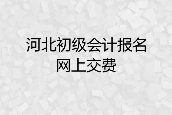 河北初级会计报名网上交费