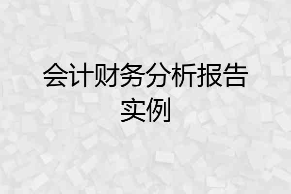会计财务分析报告实例