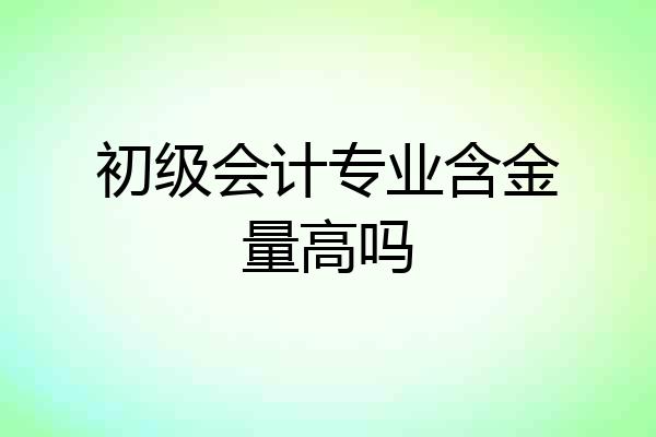 初级会计专业含金量高吗
