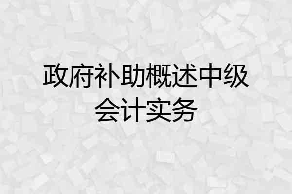 政府补助概述中级会计实务