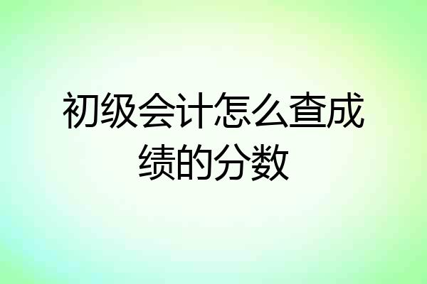 初级会计怎么查成绩的分数