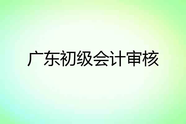 广东初级会计审核