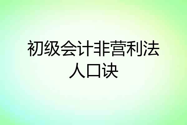 初级会计非营利法人口诀