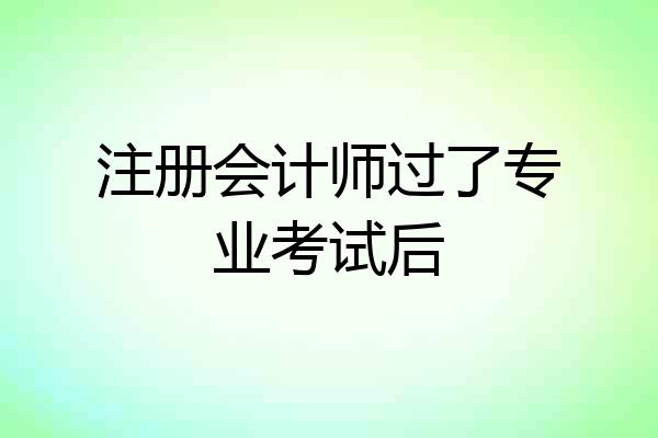 注册会计师过了专业考试后