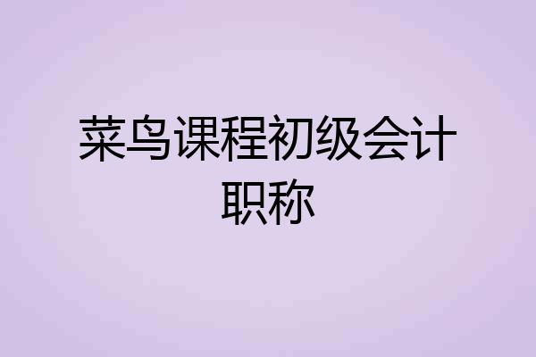 菜鸟课程初级会计职称