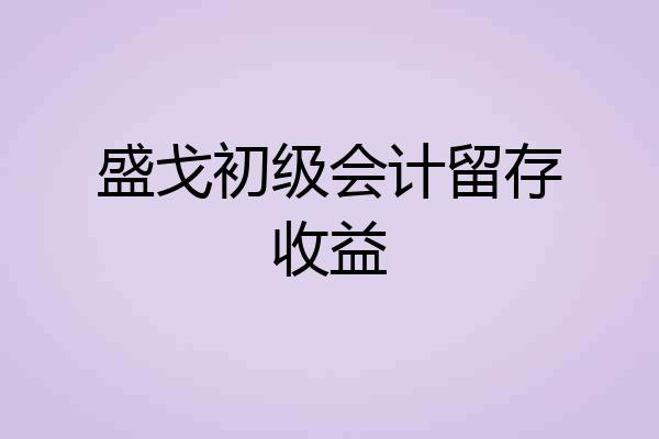 盛戈初级会计留存收益