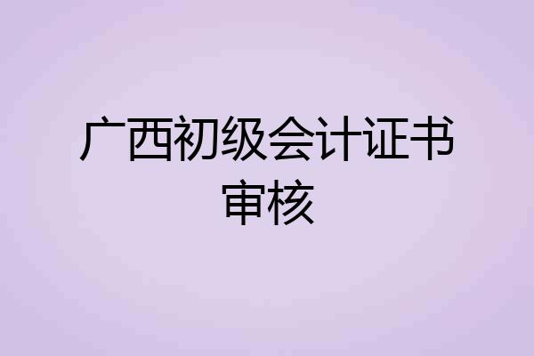 广西初级会计证书审核