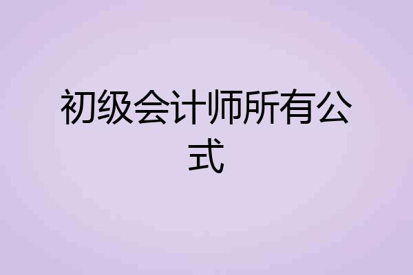 初级会计师所有公式