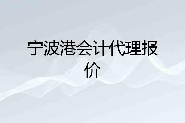 宁波港会计代理报价