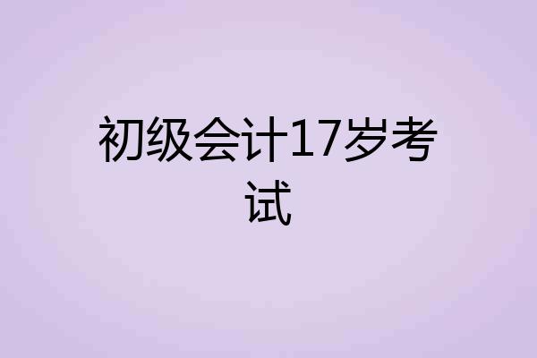 初级会计17岁考试