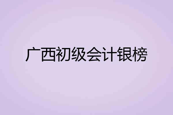 广西初级会计银榜