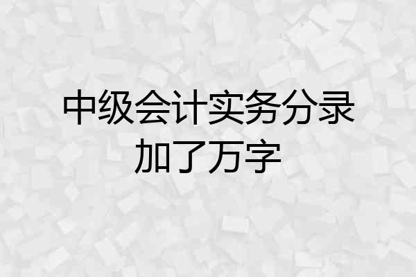 中级会计实务分录加了万字