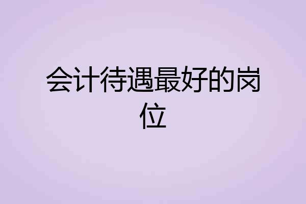 会计待遇最好的岗位
