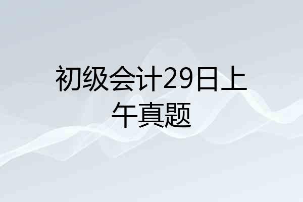 初级会计29日上午真题