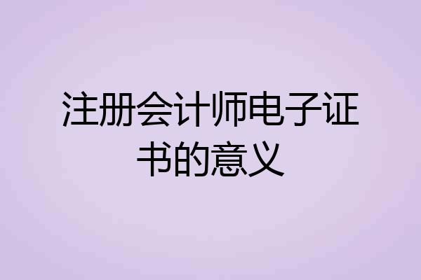 注册会计师电子证书的意义