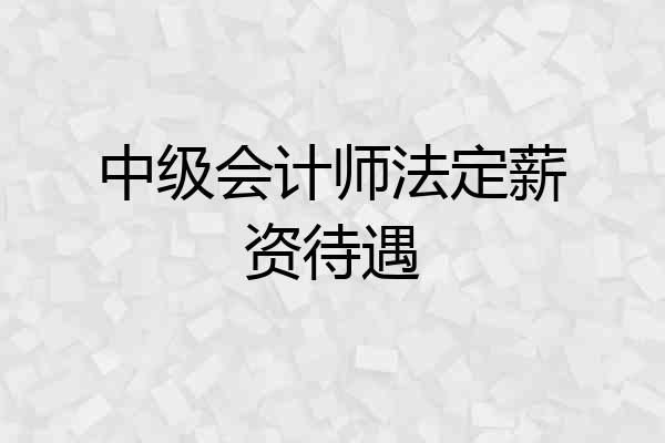 中级会计师法定薪资待遇