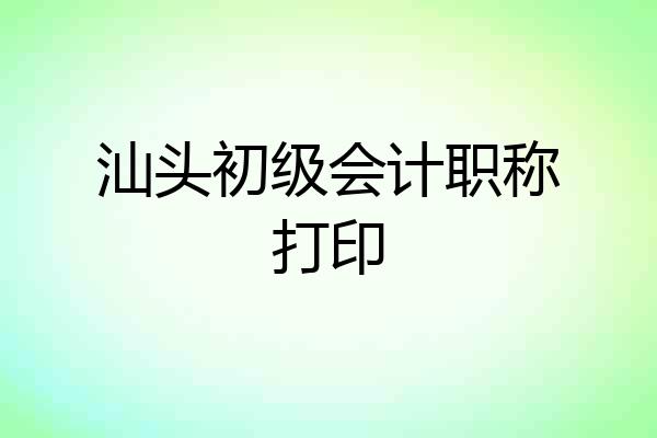 汕头初级会计职称打印