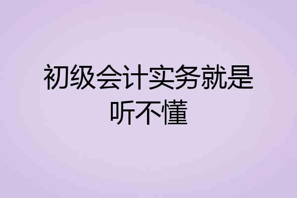 初级会计实务就是听不懂
