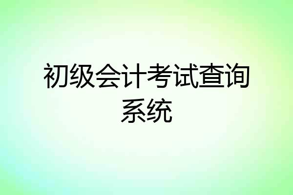 初级会计考试查询系统