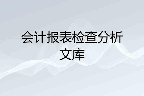 会计报表检查分析文库