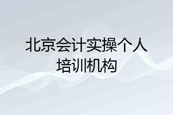 北京会计实操个人培训机构