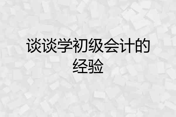 谈谈学初级会计的经验
