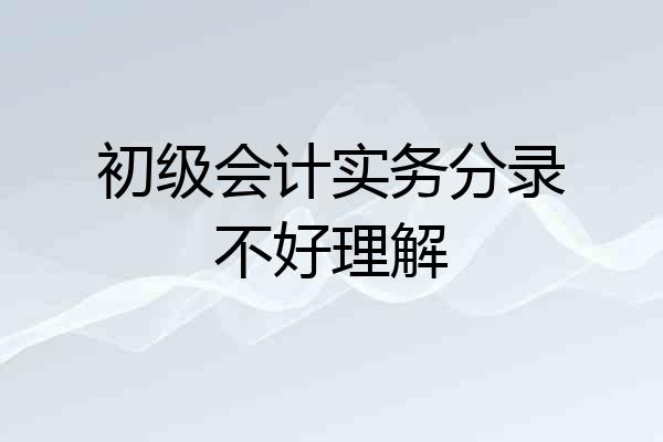 初级会计实务分录不好理解