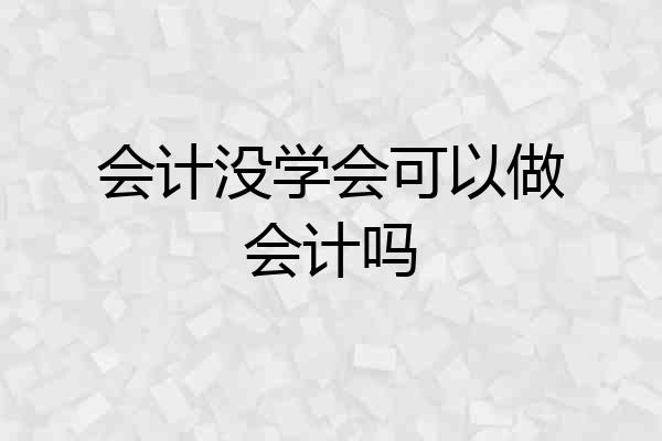 会计没学会可以做会计吗