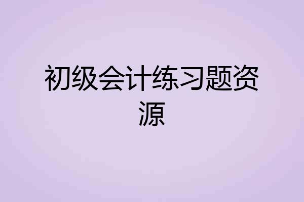 初级会计练习题资源