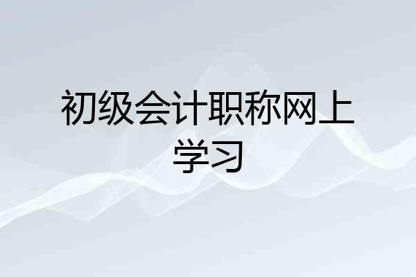 初级会计职称网上学习