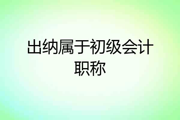 出纳属于初级会计职称