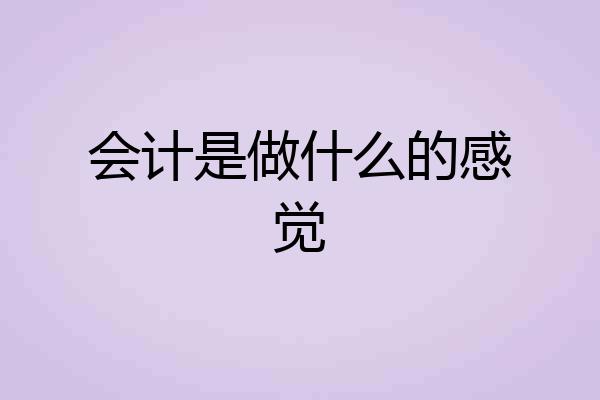 会计是做什么的感觉