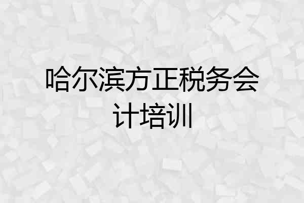 哈尔滨方正税务会计培训