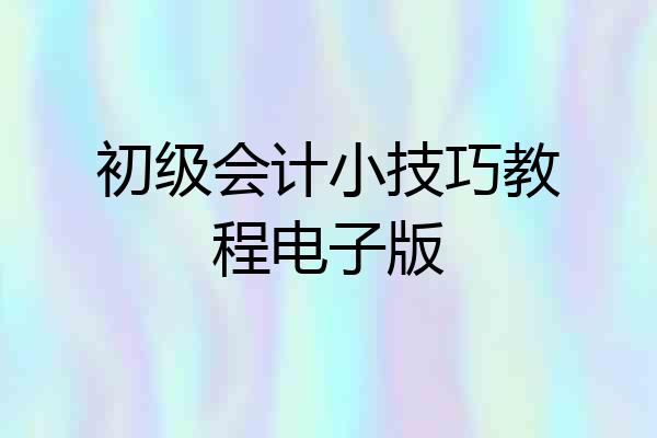 初级会计小技巧教程电子版