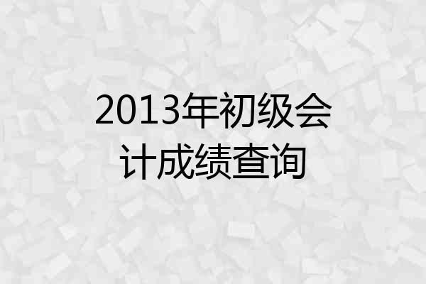 2013年初级会计成绩查询